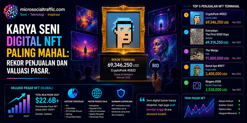Karya Seni Digital NFT Paling Mahal Rekor Penjualan dan Valuasi Pasar